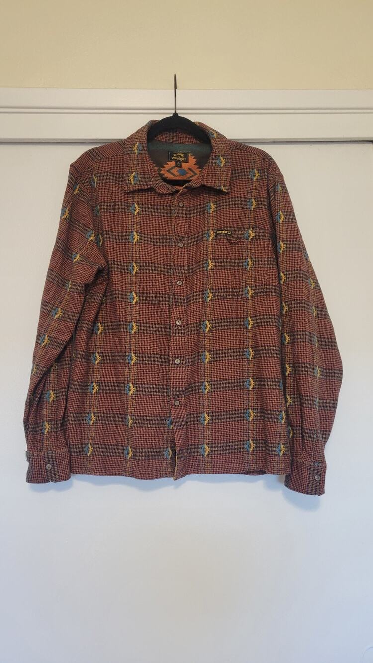 Billabong Wrangler Shirt Mens Medium Western Aztec Button Up Organic Cotton